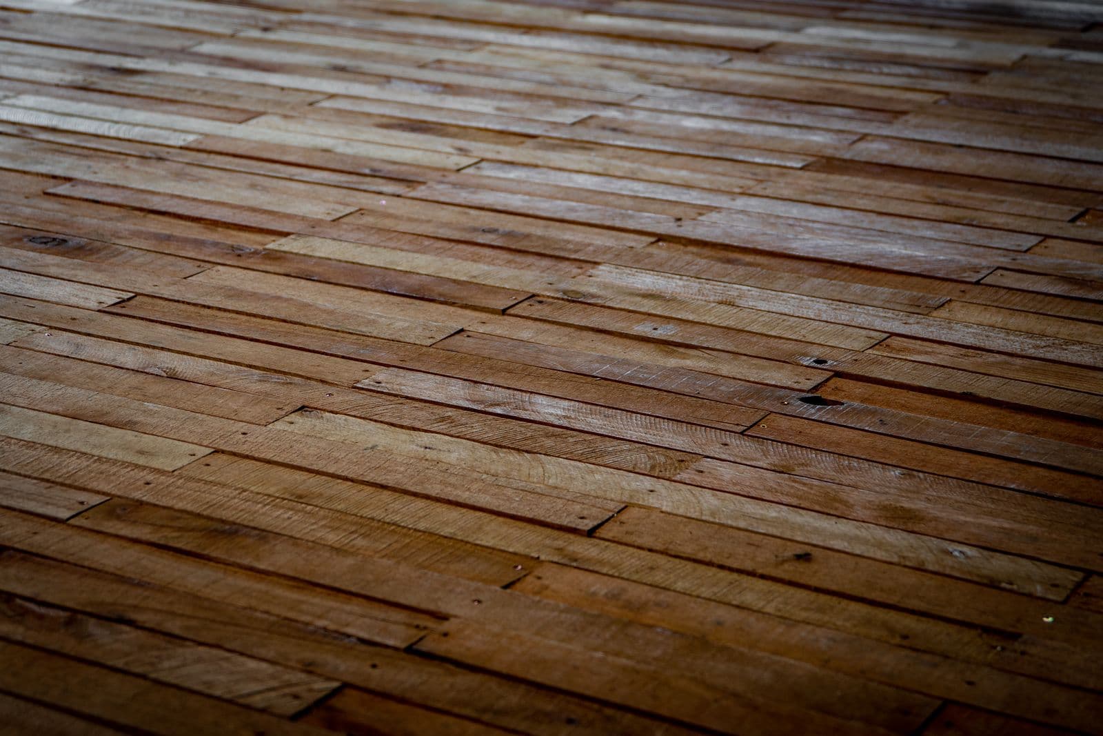 Wooden floor boards laid in a pattern