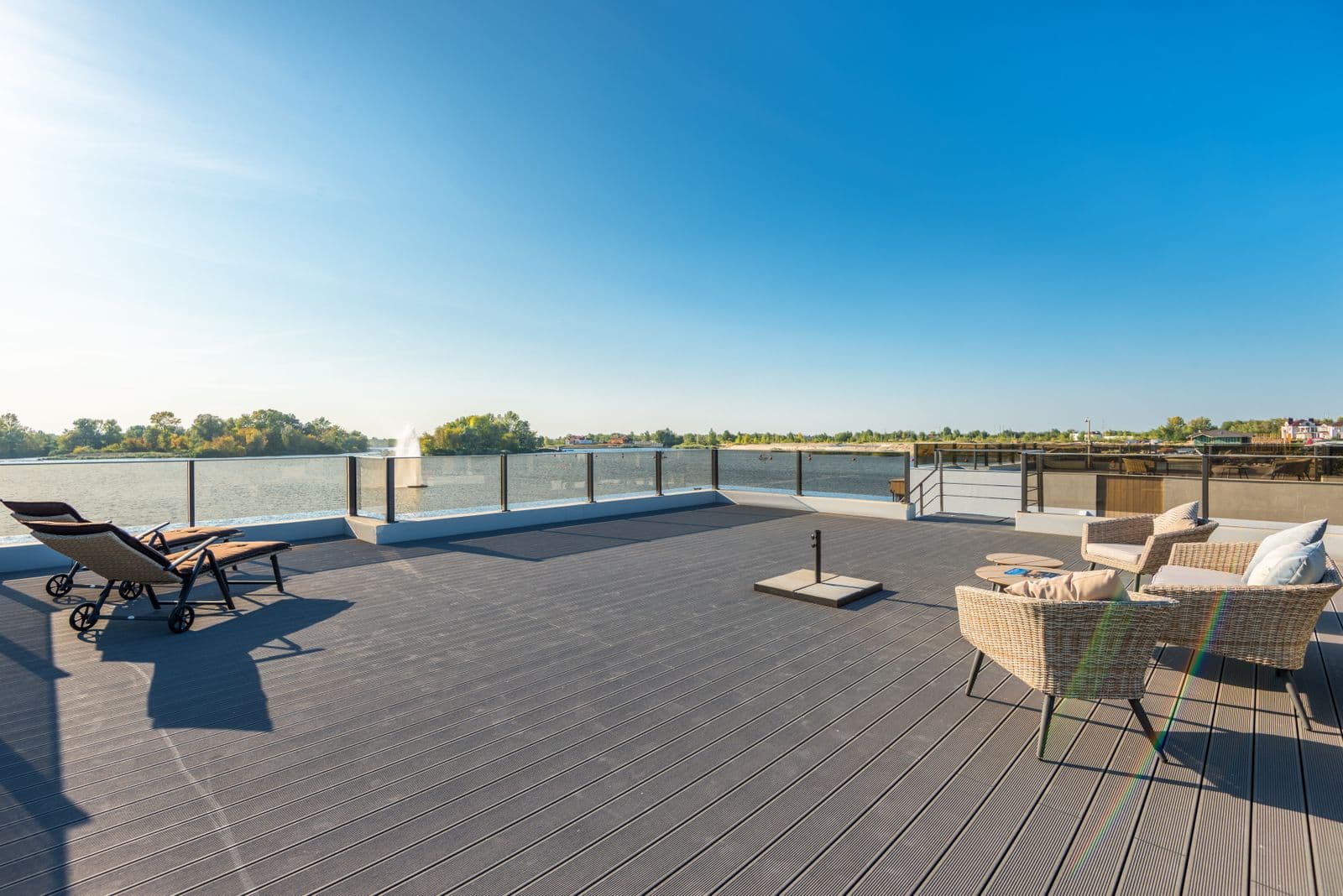 Wooden deck terrace with dining set