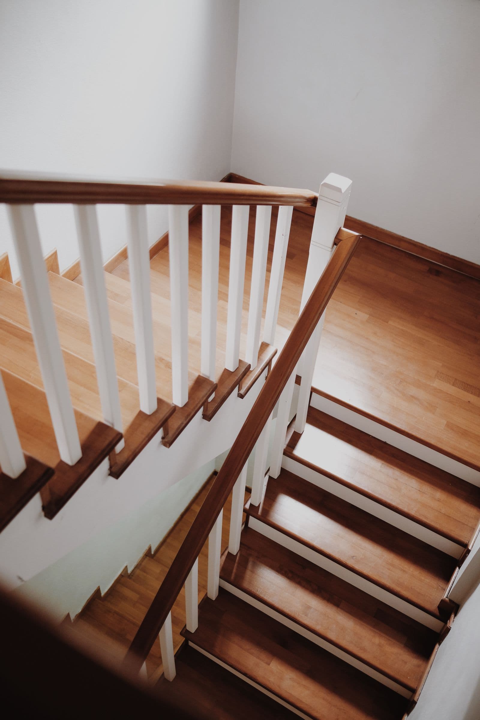 Wooden staircase in a family home